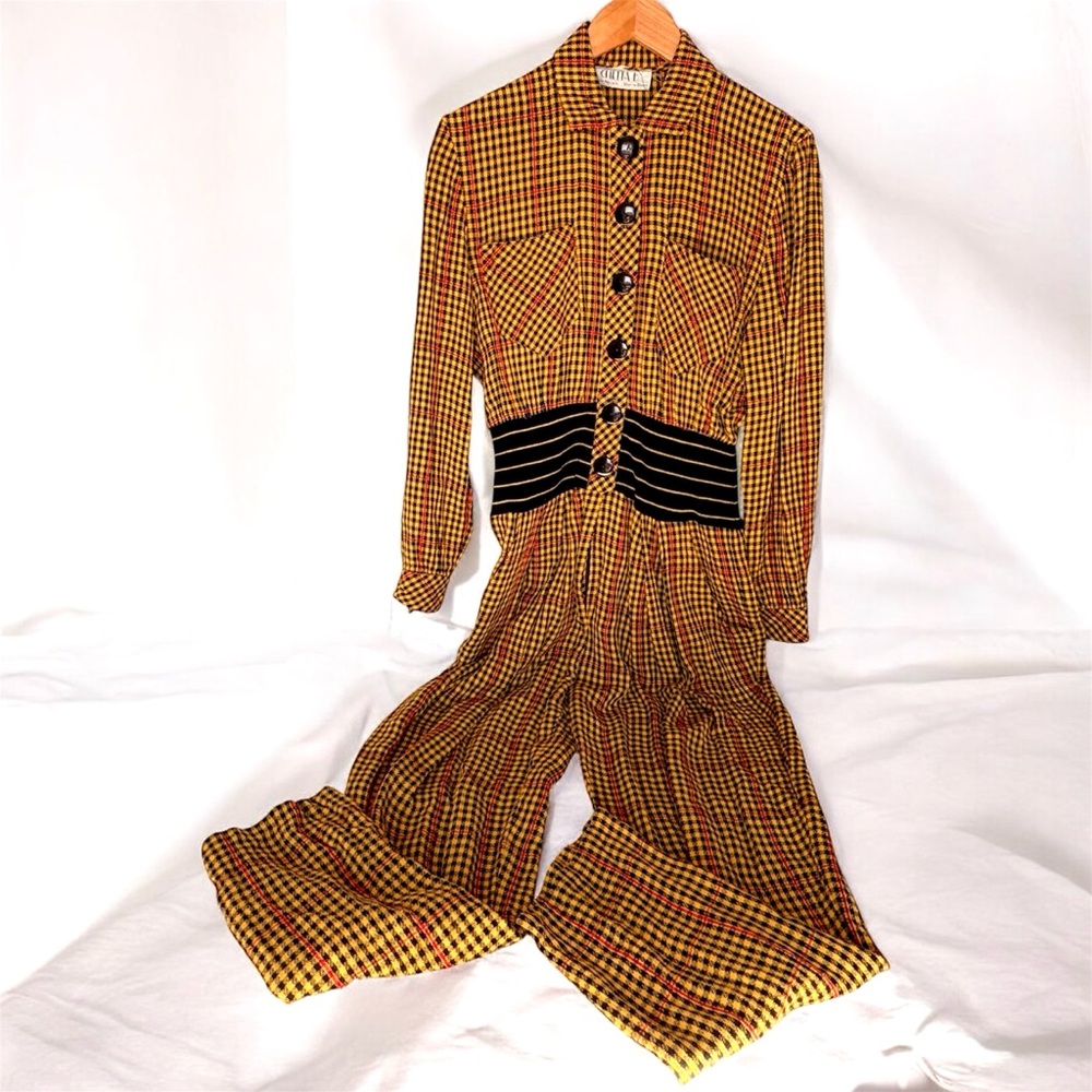 chetta b plaid jumpsuit